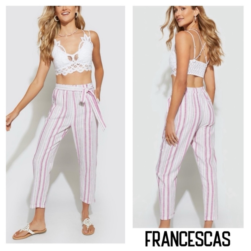 New Francescas Alina Striped Linen Pants